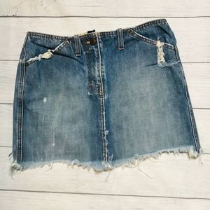 J. Crew Denim Mini Skirt Raw Hem | 4